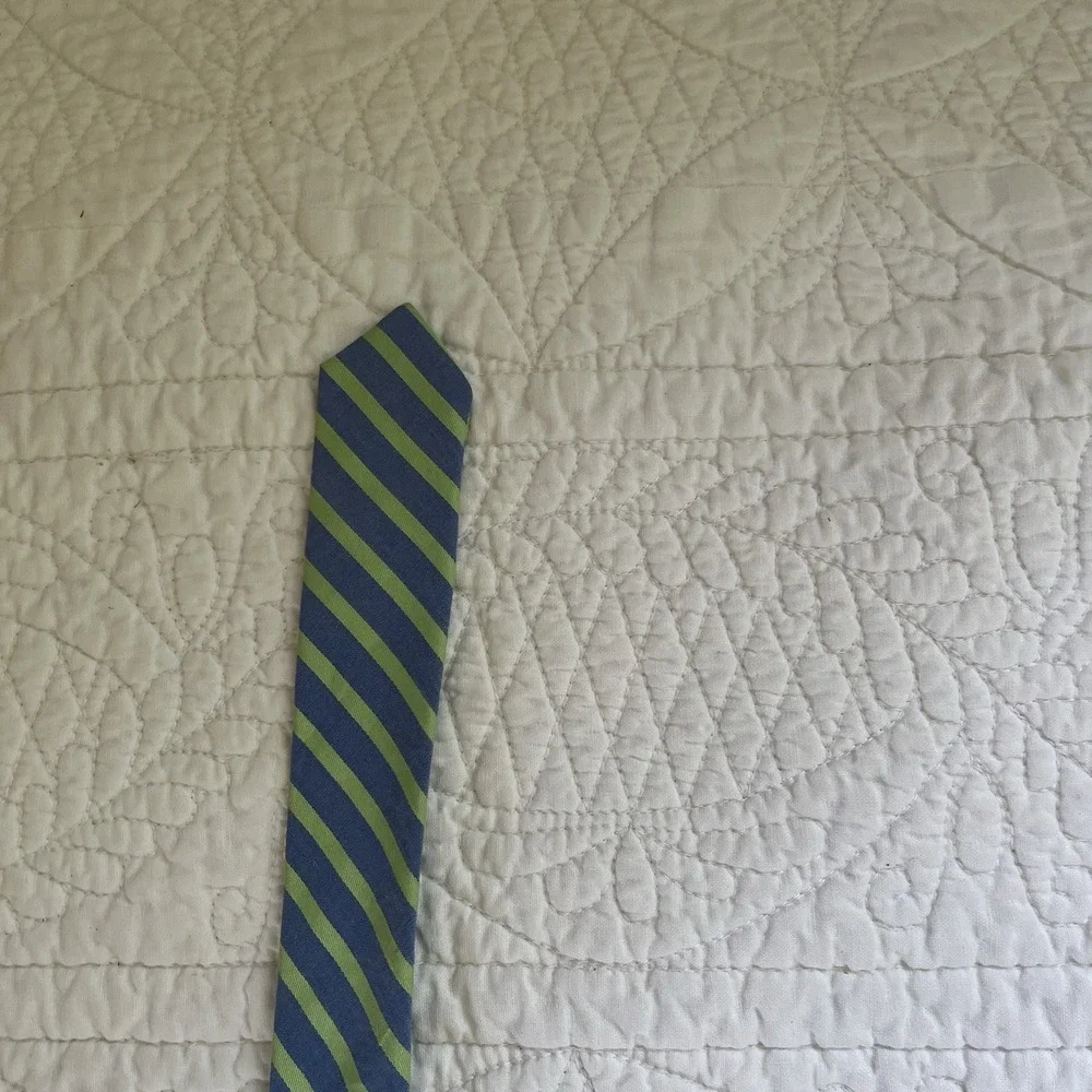 J Crew D Ring Green Blue Ribbon‎ Belt S/M 100% Cotton 42